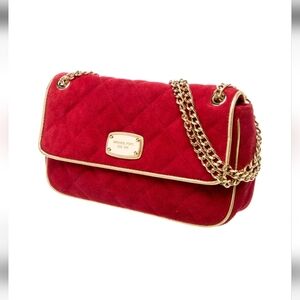 Michael Kors Authentic Red Suede Shoulder Bag